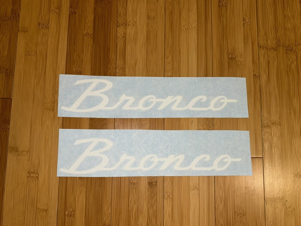 Bronco Heritage White 8” Vinyl Sticker Decal (Set Of 2) Old school Script