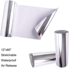 Car Vinyl Wrap Chrome Mirror Silver Self Adhesive DIY Decals Decoration 12″x60″