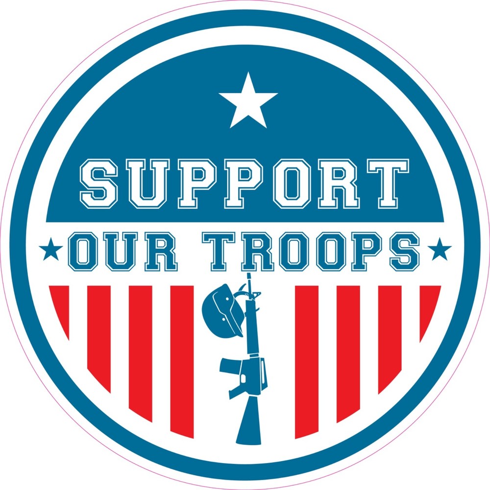 Support Our Troops Circle Vinyl Bumper Sticker Window Decal Multiple Sizes