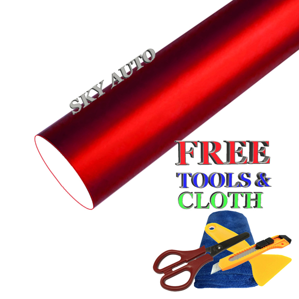 Red Premium car Satin Matte Chrome Plating Vinyl Sticker sheet Air Release