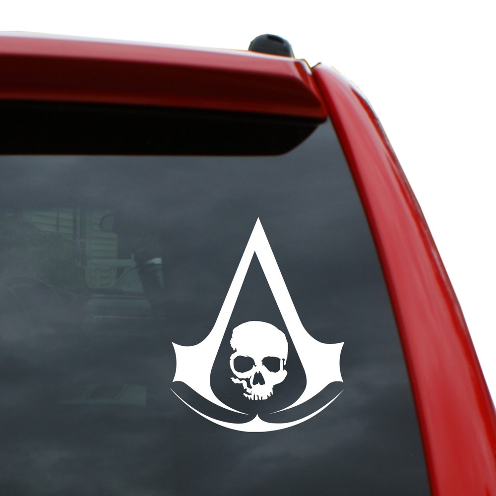 Assassin’s Creed – Black Flag Logo Vinyl Decal | Color: White | 5″ tall