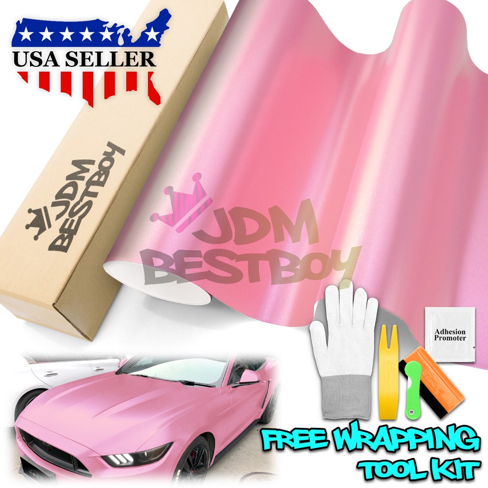 Premium Matte Metallic Satin Pearl Diamond Pink Vinyl Car Wrap Sticker Decal DIY