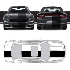 Dual Racing Stripes [3x] 1″ , 2″, 24″ x 68″ Self Healing Vinyl Fits All Vehicles