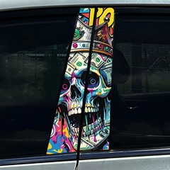 2pcs Dopamine Skeleton Snake Car Center Pillar Sticker B Pillar Protective Film