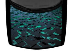 Abstract Teal and Black Rectangles Hood Truck Wrap Vinyl Car Graphic Decal