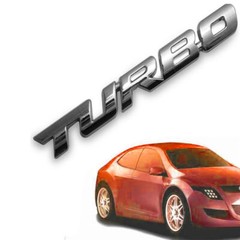 2PCS 3D TURBO Logo Chrome Metal Car Badge Emblem Decal Sticker Accessories Trim