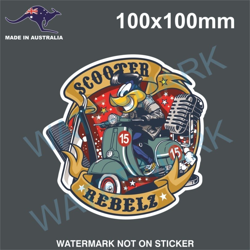 REBEL SCOOTER ROCKABILLY STICKER VESPA RETRO OLD SCHOOL