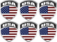 6 Count 2” American USA United Flag Shield Decal Badge Vinyl Hard Hat Sticker