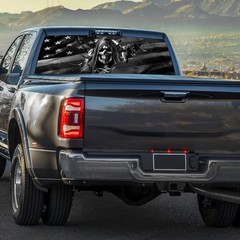 Rear Window Decal for Trucks,American Flag Truck Rear Wiindow Decals,Black Am…