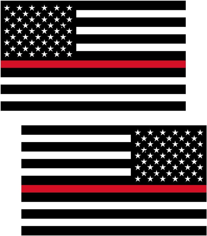 2 – 3″ Thin RED Line American BLACK WHITE Flag Decal USA Firefighter Sticker RL
