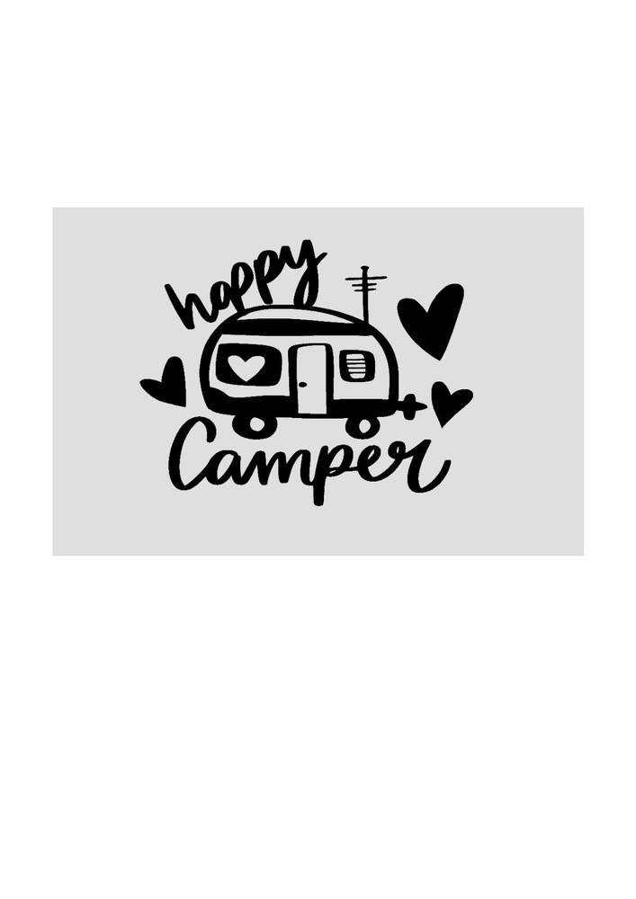 Happy camper caravan vinyl decal motorhome campervan window car graphic in Black