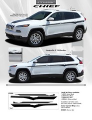 3M Vinyl Graphics Stripes Upper Door CHIEF Decals fits 2014-2023 Jeep Cherokee