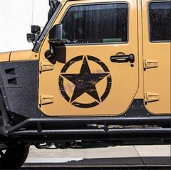 1x Black Car Door Bonnet Hood Sticker Army Military Star Graphic Decal 50 x 50cm