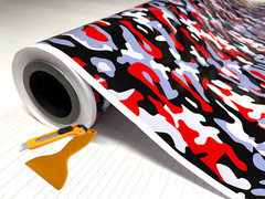 Red Black White Gray Glossy Camouflage Vinyl Car Wrap Sheet +Tools(2 feet & up)