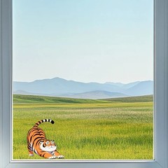 Fat Tiger Series Stickers Vinyl Waterproof Self-adhesive for Window Wall Laptop