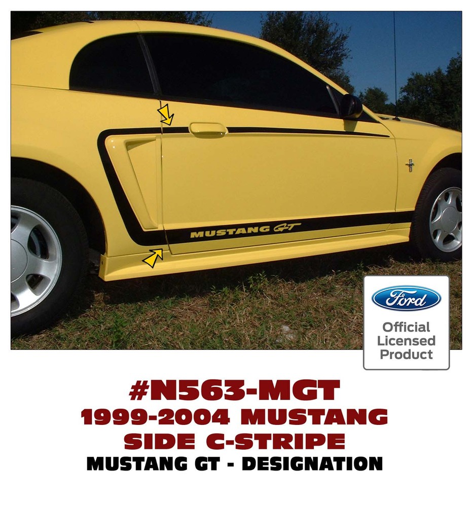 N563-MGT 1999-04 MUSTANG – SIDE C-STRIPE KIT – MUSTANG GT CUTOUT – LICENSED