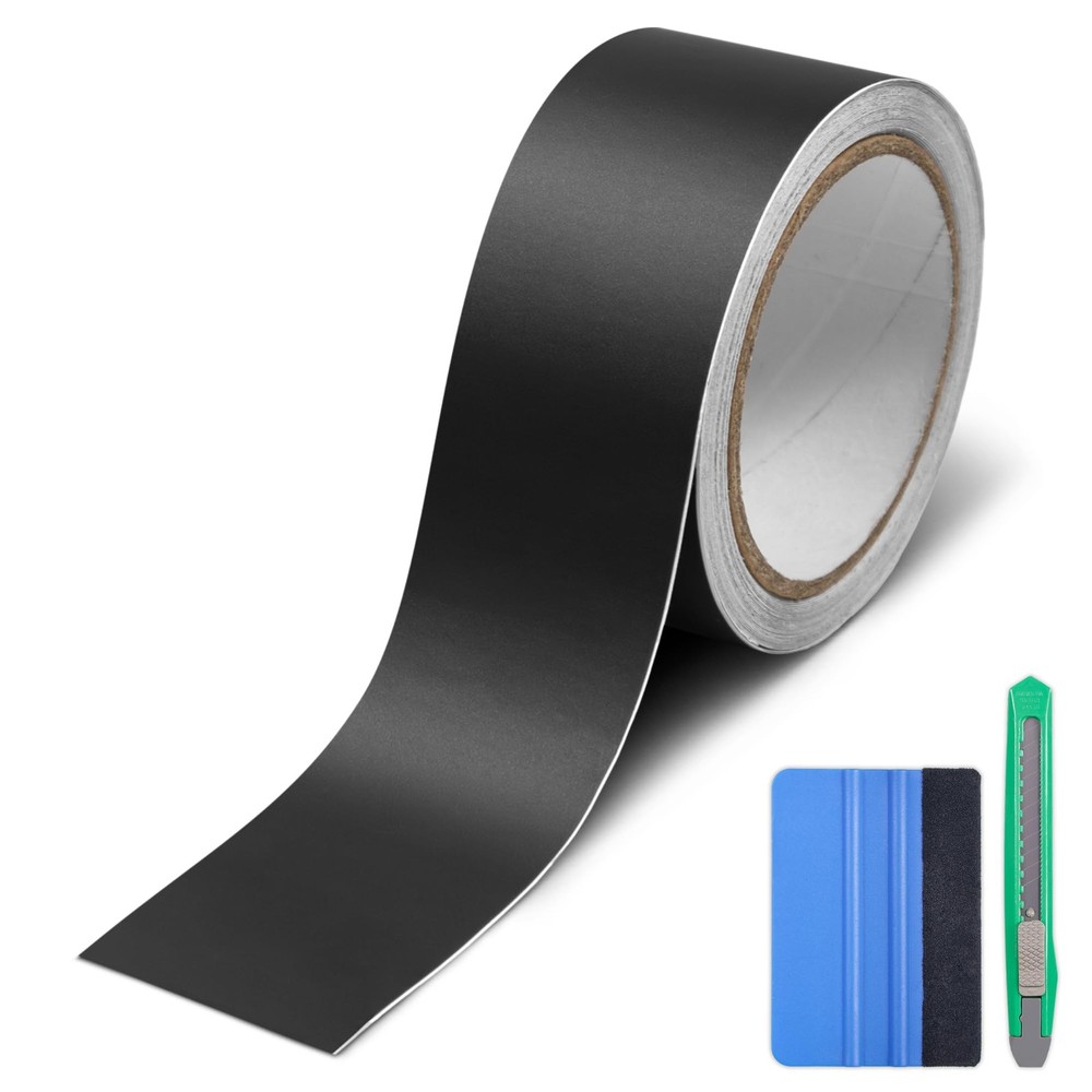 Matte Black Vinyl Wrap Tape 2″ x 30ft SelfAdhesive Car Detailing Kit