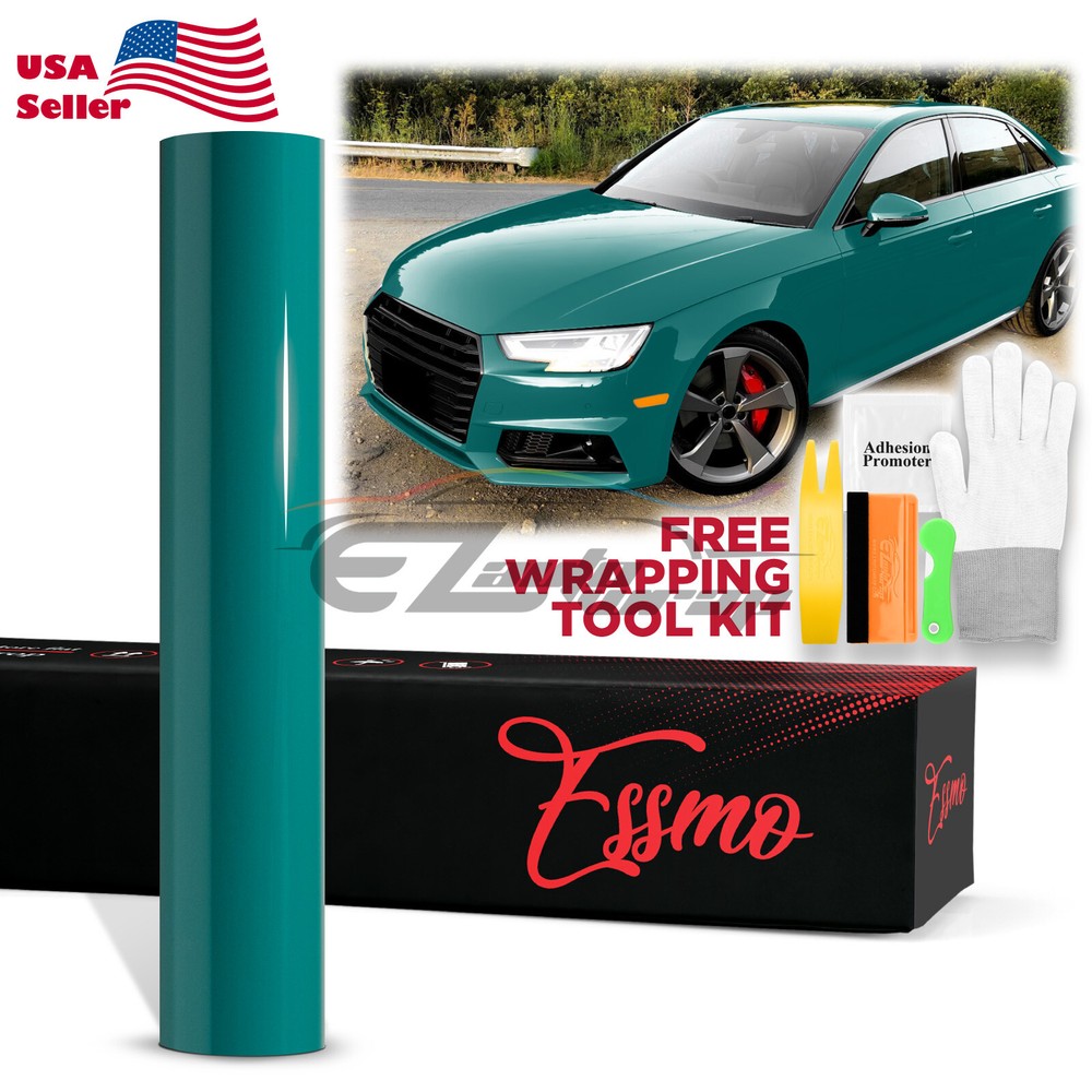 ESSMO PET Super Gloss Storm Green Car Vehicle Vinyl Wrap Decal Glossy Like Paint