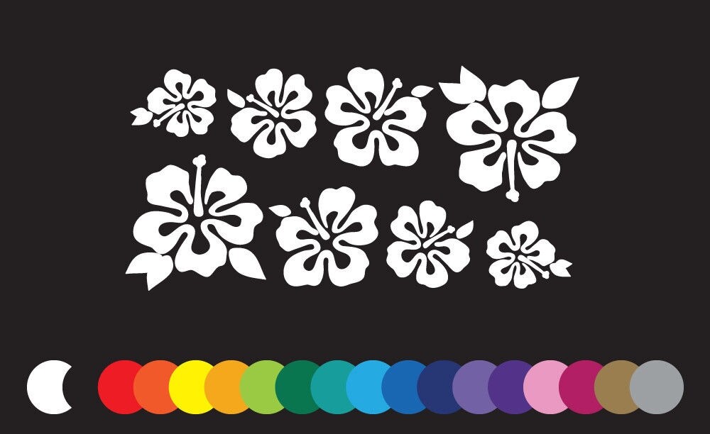 8 Hibiscus Flowers Lei Window Sticker Vinyl Decal Hawaii Aloha Make your own