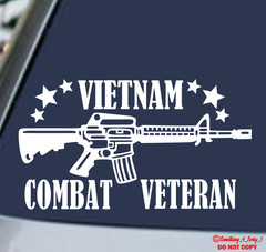 VIETNAM COMBAT VETERAN M16 RIFLE Vinyl Decal Sticker Car Rear Window Bumper WAR