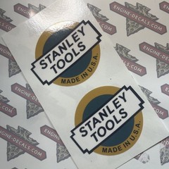 Stanley Tools Chest Type 2 Logo Teal Yellow White USA Vinyl Decals 2.4” set of 2