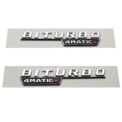 BITURBO 4MATIC+ Plus Fender AMG Emblem Chrome Badge Nameplate for Mercedes-Benz