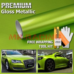 Premium Gloss Metallic Lime Green High Glossy Sticker Decal Vinyl Wrap Air Free