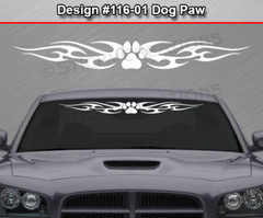 116-01 DOG PAW PRINT Windshield Decal Window Sticker Vinyl Graphic Dog Lover Car