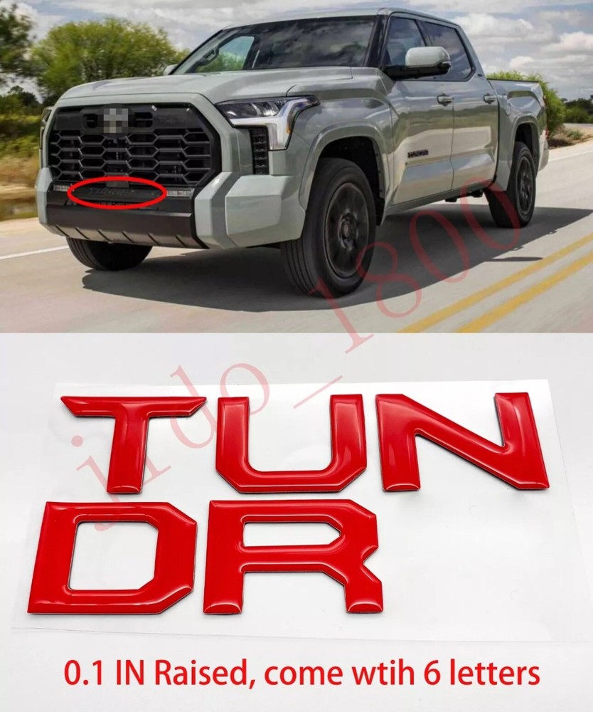 Gloss Red Domed letters compatible with TOYOTA TUNDRA 2022 -24 Front insert