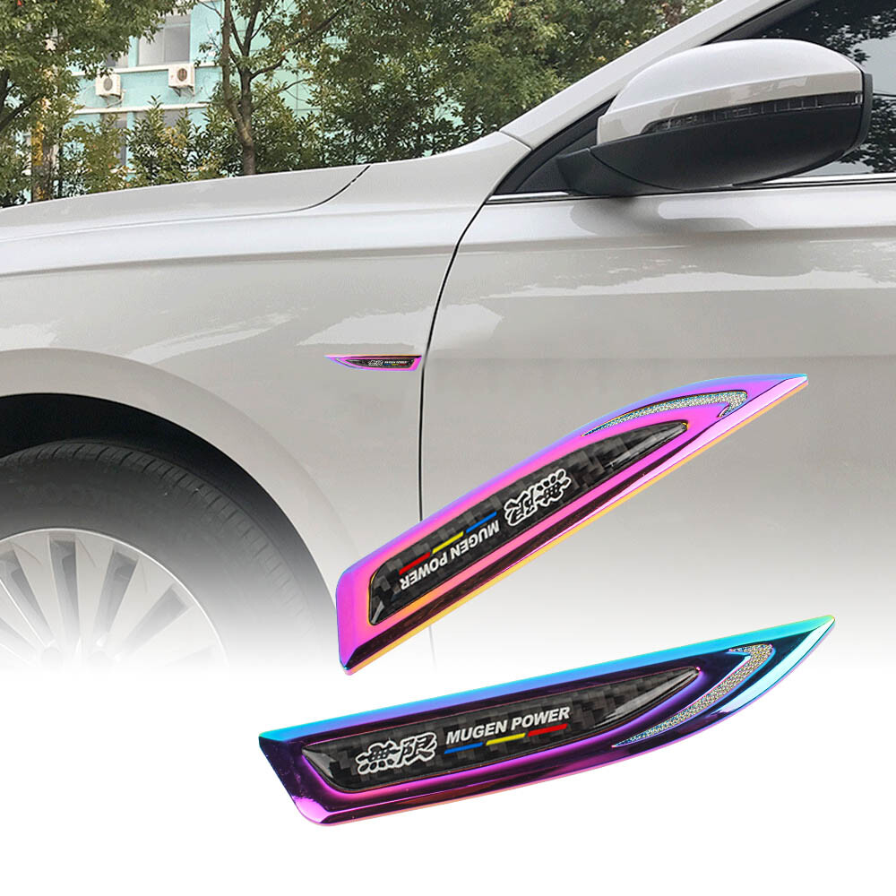 X2 MUGEN NEO CHROME Metal Car Trunk Side Fenders Door Emblem Badge Sticker