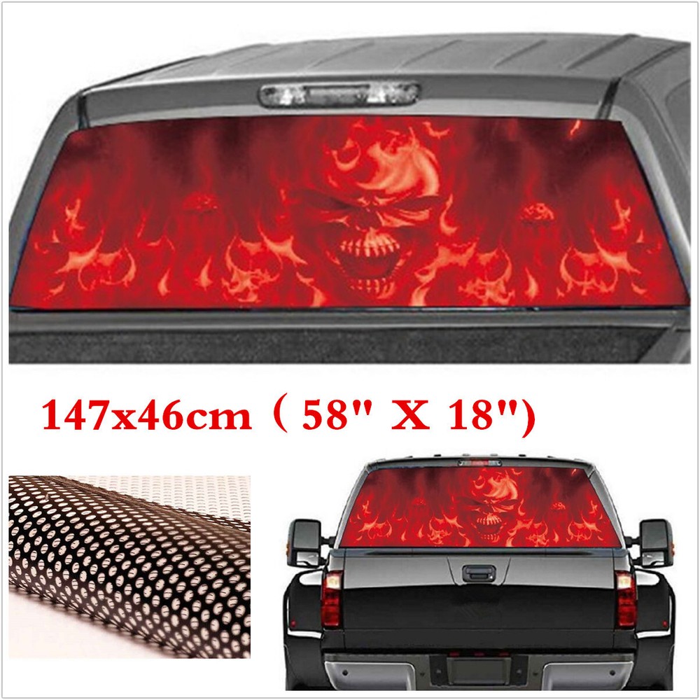 Car Rear Window Stickers Red Flood Flame Graphics Decal Decorative Waterproof