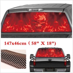 Sticker Skull Cool Decals Decoration For Car Pickup Rear Window Red Flood Flame
