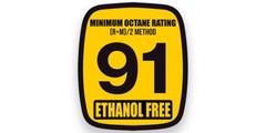 2×2.5 inch ETHANOL FREE 91 Octane Gas Pump Sticker (gasoline button vinyl decal)
