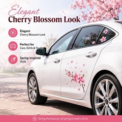 Cherry Blossom Vinyl Car Sticker – Elegant Pink Flower Bumper Decal, Waterproof