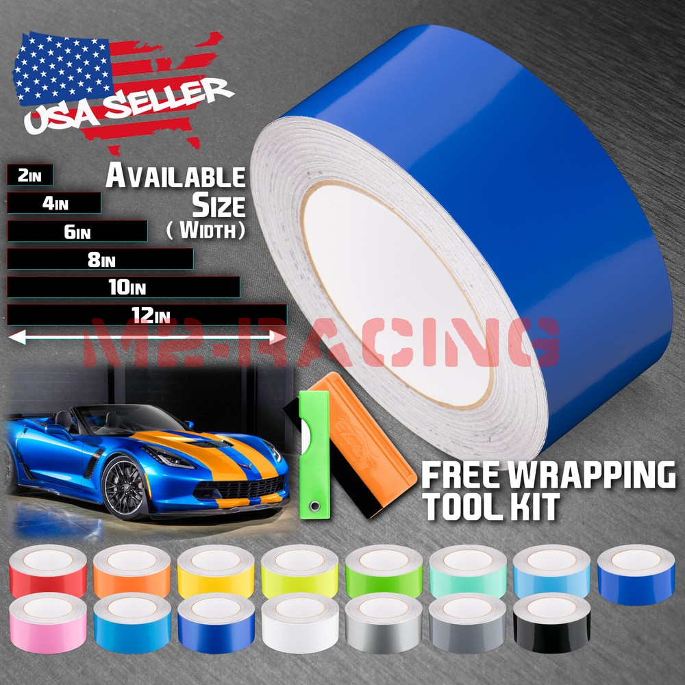 Gloss Color Racing Stripes Vinyl Wrap For Chevy Corvette Sticker 25FT / 50FT