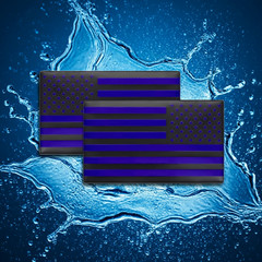 Embossed 3D Metal All Black and Blue American Flag Emblem Decal Stickers 1 Pair