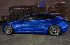 PET Damascus Steel Forged Carbon Fiber Royal Blue Car Vinyl Wrap Decal Sticker