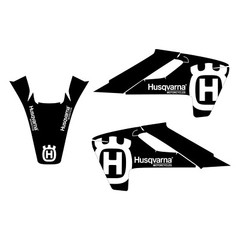 Husqvarna shroud graphics / rear fender combo 17-19 TE FE TX white on black bg
