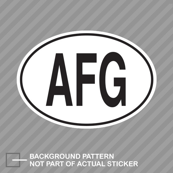 AFG Afghanistan Country Code Oval Sticker Decal Vinyl Afghanistani euro
