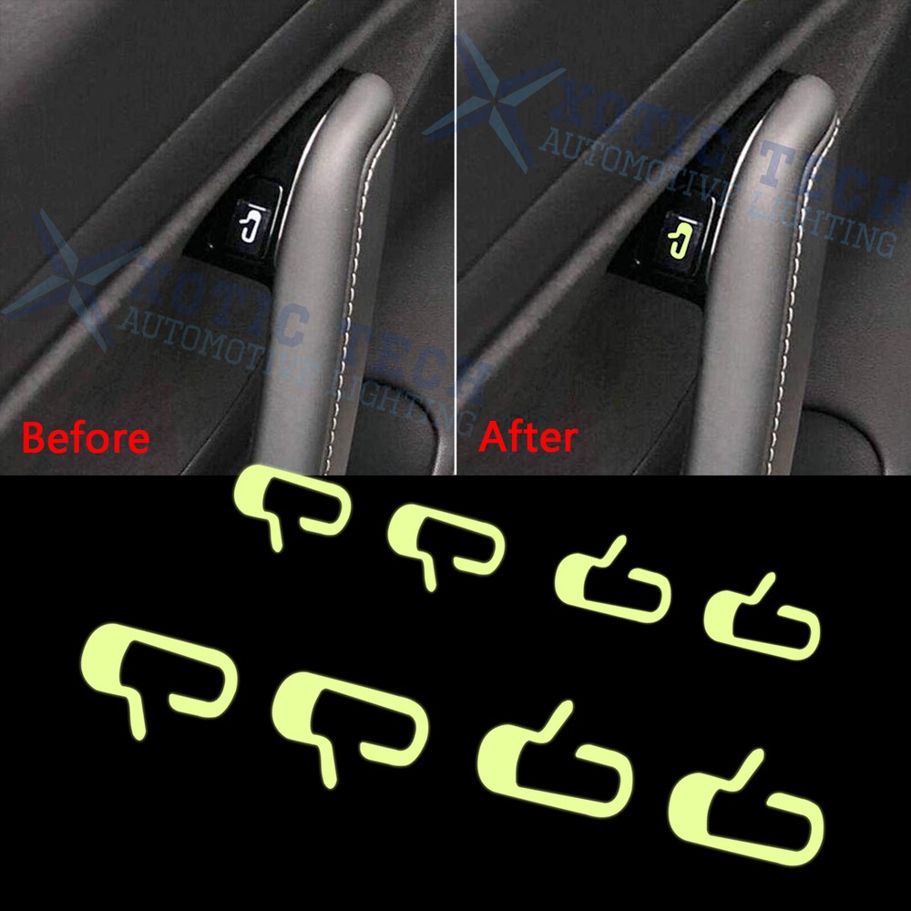 For Tesla Model 3 Y Door Exit Luminous Open Button Sticker Decal Kit (Set of 8)