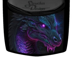 Purple Mist Electric Fierce Glow Dragon Hood Wrap Vinyl Graphic Decal 58″ x 65″