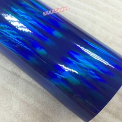 Blue Glossy Holographic Chrome Chameleon Rainbow Car Vinyl Wrap PVC Sticker US