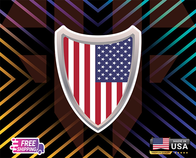 UNITED STATES SHIELD+DECAL,WINDOW,WALL,COMPUTER,ETC+6YEARS+R LAMINATED+FREE STIC