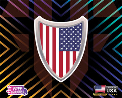 UNITED STATES SHIELD+DECAL,WINDOW,WALL,COMPUTER,ETC+6YEARS+R LAMINATED+FREE STIC