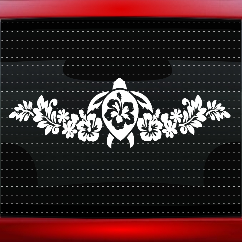 24″ Hibiscus #1 Turtle Hawaiian Flower Cute Car Decal Window Sticker 20 COLORS!