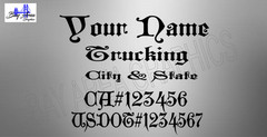 TRUCK DOOR DECALS CUSTOM Gothic Style Font ONE COLOR OUTDOOR VINYL *X2