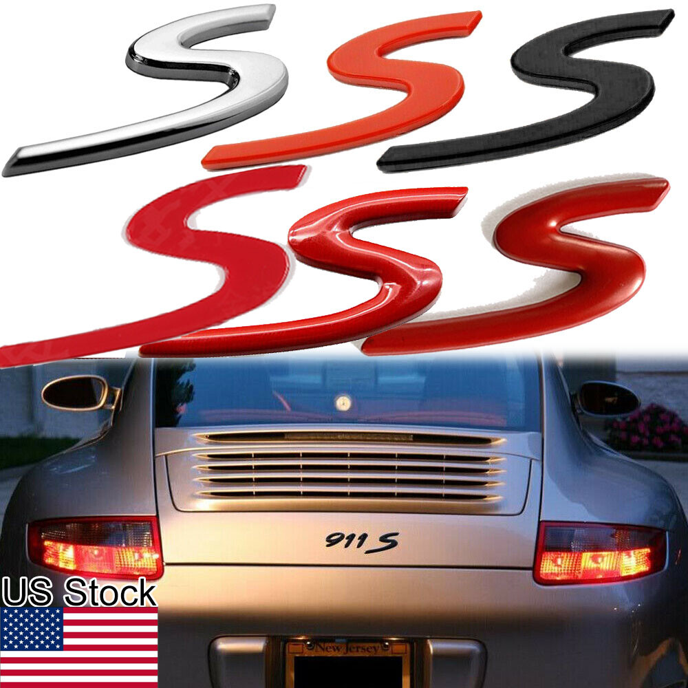 1x S Letter Rear Trunk Badge Emblem Sticker For Porsche Cayenne Panamera 718 911