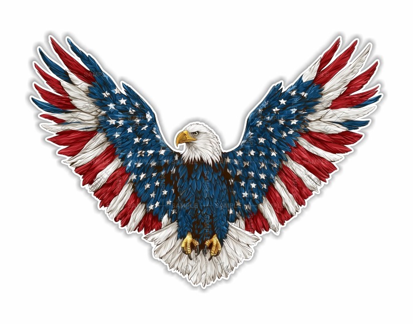Bald Eagle, American Eagle USA Flag Precision Cut Decal