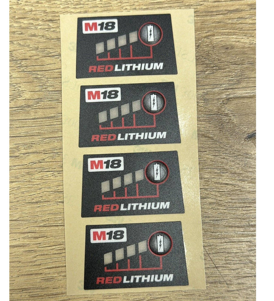 Lot of 4 Genuine Milwaukee M18 Battery Front label Button Sticker Decal