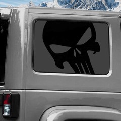 Rear Window Wrap Graphic Decal for Jeep Wrangler 2011-2020 SKULL NGREY